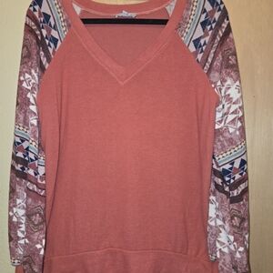 White Birch Warm Coral Knit Top